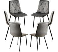 RegalosMiguel Pack 6 Sillas Lyke Terciopelo - Gris oscuro