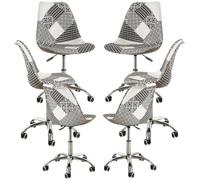 RegalosMiguel Pack 6 Sillas Neo Patchwork - Patchwork blanco y negro