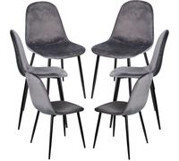 RegalosMiguel Pack 6 Sillas Teok Black Terciopelo - Gris oscuro