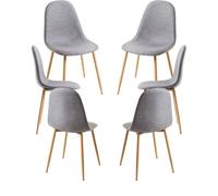 RegalosMiguel Pack 6 Sillas Teok Tela - Gris claro