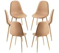 Regalos Miguel - Packs Sillas Comedor - Pack 6 Sillas Teok Tela - Marrón Arena