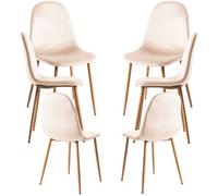 RegalosMiguel Pack 6 Sillas Teok Terciopelo - Beige