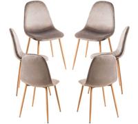 RegalosMiguel Pack 6 Sillas Teok Terciopelo - Gris