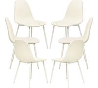RegalosMiguel Pack 6 Sillas White Teok Tela - Blanco