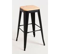 RegalosMiguel Pack 6 Taburetes Torix Altos Madera Natural - Negro mate