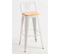 RegalosMiguel Pack 6 Taburetes Torix Respaldo Madera Natural - Blanco