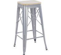 Regalos Miguel - Packs Taburetes Altos - Pack 6 Taburetes Valix Madera Natural 76 cm - Gris Metalizado