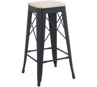 Regalos Miguel - Packs Taburetes Altos - Pack 6 Taburetes Valix Madera Natural 76 cm - Negro Mate