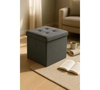 RegalosMiguel Puff Almacenaje Button 38 cm Tela - Gris