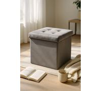 RegalosMiguel Puff Almacenaje Button 38 cm Terciopelo - Gris