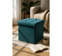 RegalosMiguel Puff Almacenaje Button 38 cm Terciopelo - Verde