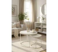 Regalos Miguel - Mesas Auxiliares - Set 2 Mesas Centro Renty - Blanco