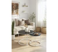 RegalosMiguel Set 2 Mesas Centro Renty - Mármol Negro