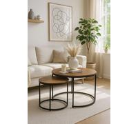 RegalosMiguel Set 2 Mesas Centro Renty Negras - Madera oscura