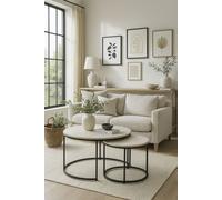 Regalos Miguel - Mesas Auxiliares - Set 2 Mesas Centro Renty Negras - Mármol