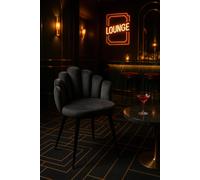 RegalosMiguel Silla Hand Terciopelo Patas Negras - Gris oscuro