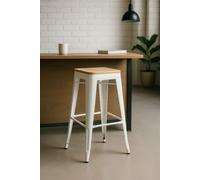 RegalosMiguel Taburete Torix Alto Madera Natural - Blanco