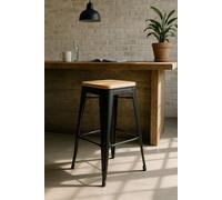 RegalosMiguel Taburete Torix Alto Madera Natural - Negro mate