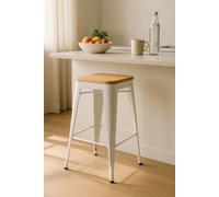 RegalosMiguel Taburete Torix Bajo Madera Natural - Blanco