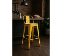 RegalosMiguel Taburete Torix Respaldo Madera Natural - Amarillo