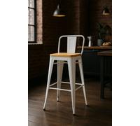 RegalosMiguel Taburete Torix Respaldo Madera Natural - Blanco