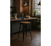 RegalosMiguel Taburete Torix Respaldo Madera Natural - Negro mate