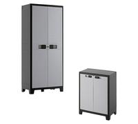 Regalux Space Line Armario multiusos de plástico Alto + Bajo (Gris/Negro, Plástico) + Garantía BAUHAUS 3 años