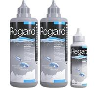 Regard 2x355ml + bote de 100ml - Kit de Viaje - Solución para Limpiar, Desinfectar y Rehidratar las Lentes de Contacto - Sin Conservantes en Tus Ojos - Limpieza a base de Oxigeno