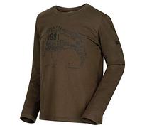 Regatta Camiseta de Manga Larga con Estampado gráfico de algodón 'Wendell Polos/Chalecos, Unisex niños, Verde Oscuro, 7-8