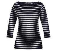 Regatta Bayletta-Camiseta de Manga 3/4 para Mujer, Azul Marino/Blanco, 36