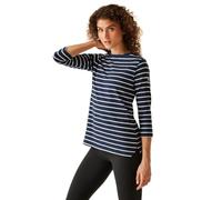 Regatta Bayletta-Camiseta de Manga 3/4 para Mujer, Azul Marino/Blanco, 38