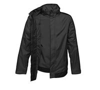 Regatta Chaqueta profesional 3 en 1 impermeable y transpirable para hombre con capucha oculta y chaqueta interior de Softshell desmontable, Hombre, Chaqueta, TRA151 08760, gris y negro, M