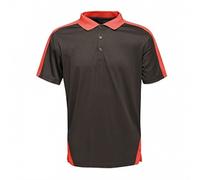 Regatta Contrast Quick Wicking Button Neck Polo Shirt T-Shirts/Polos/Vests, Hombre, Black/Classic Red, XXXL