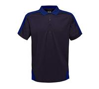Regatta Contrast Quick Wicking Button Neck Polo Shirt T-Shirts/Polos/Vests, Hombre, Navy/New Royal, 4XL