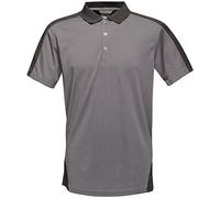 Regatta Contrast Quick Wicking Button Neck Polo Shirt T-Shirts/Polos/Vests, Hombre, Seal Grey/Black, 4XL