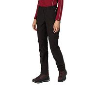 Regatta Highton Winter Pantalón de Senderismo, Tejido elástico con protección UV, Forro de Malla Abierta, Cintura parcialmente elástica y Varios Bolsillos Trousers, Mujer, Black, 14