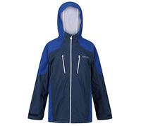 Regatta Junior Calderdale - Chaqueta Impermeable, Transpirable, con Forro De Malla Y Capucha Jackets Waterproof Shell, Unisex niños, Dark Denim/Nautical Blue, 5-6