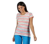 Regatta Limonite IV - Camiseta Ligera De Deporte A Rayas De Tejido Jaspeado De Viscosa De Secado Rápido T-Shirts/Polos/Vests, Mujer, Neon Pink, 16