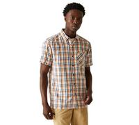 Regatta Mindano VIII - Camisa de Manga Corta para Hombre, Cuadros Real/Caqui, L