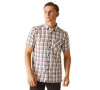 Regatta Mindano VIII-Camisa de Manga Corta para Hombre, Danger Red/Coronet Blue Check, M