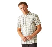 Regatta Mindano VIII-Camisa de Manga Corta para Hombre, Gris Plateado/Cuadros Ceniza, XXL