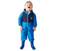 Regatta Mudplay III - Traje impermeable para niños con capucha, reflectante, transpirable, color azul