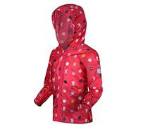Regatta Peppa Pack-It, Chaqueta técnica Peppa Pig Pack-It, impermeable, transpirable, plegable y con capucha, BrightBlushPolkaDot, 6-12