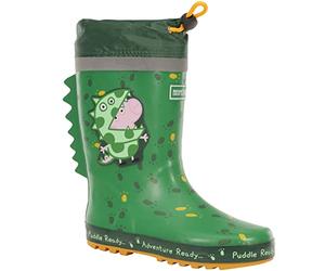 Regatta PeppaPuddle Welly, Botas de goma Peppa Pig con cordón de ajuste, Dino Green, 33 EU