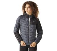 Regatta Women's Hooded Hillpack II Jacket, Abrigo acolchado con capucha y cremallera Hillpack II Packaway mujer Mujer, Seal Grey/Black,