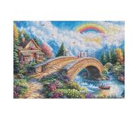 Regenbogenbrücke Steinhaus Ländlich Landschaft Wild Puzzle 300 Piezas para Adultos Relajante Divertido Y Estimulante Aficionados A Puzzles Y Hobby 300 PCS（40x28cm）
