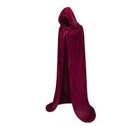 Regenboog Capa de terciopelo borgoña de 67 pulgadas con capucha, capa de longitud completa para adulto, disfraz de Navidad y Halloween, baile de máscaras, bruja, mago, 170 cm, rojo vino