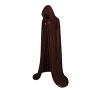 Regenboog Capa de terciopelo marrón con capucha para adultos, capa para mujeres y hombres, 67 pulgadas/170 cm, disfraz de Navidad, Halloween, máscara para adultos, bruja, mago, Mardi Gras, Marrón,