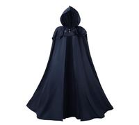 Regenboog Capa renacentista con capucha para mujeres y hombres, capa medieval con capucha, capa vikinga con collar de espada vikinga, Azul marino, 130 cm