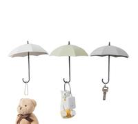 Regenschirm Schlüsselhaken Wand - 3er Set Selbstklebende Haken | Kreatives Design Ohne Bohren | Wandhaken Für Schlüssel & Kleinteile, Robuster PP-Kunststoff Organizer, Bunt & Platzsparend